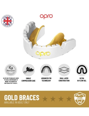 Opro Gold Competition Level (Fixed Braces) Gumshield - Black/Gold